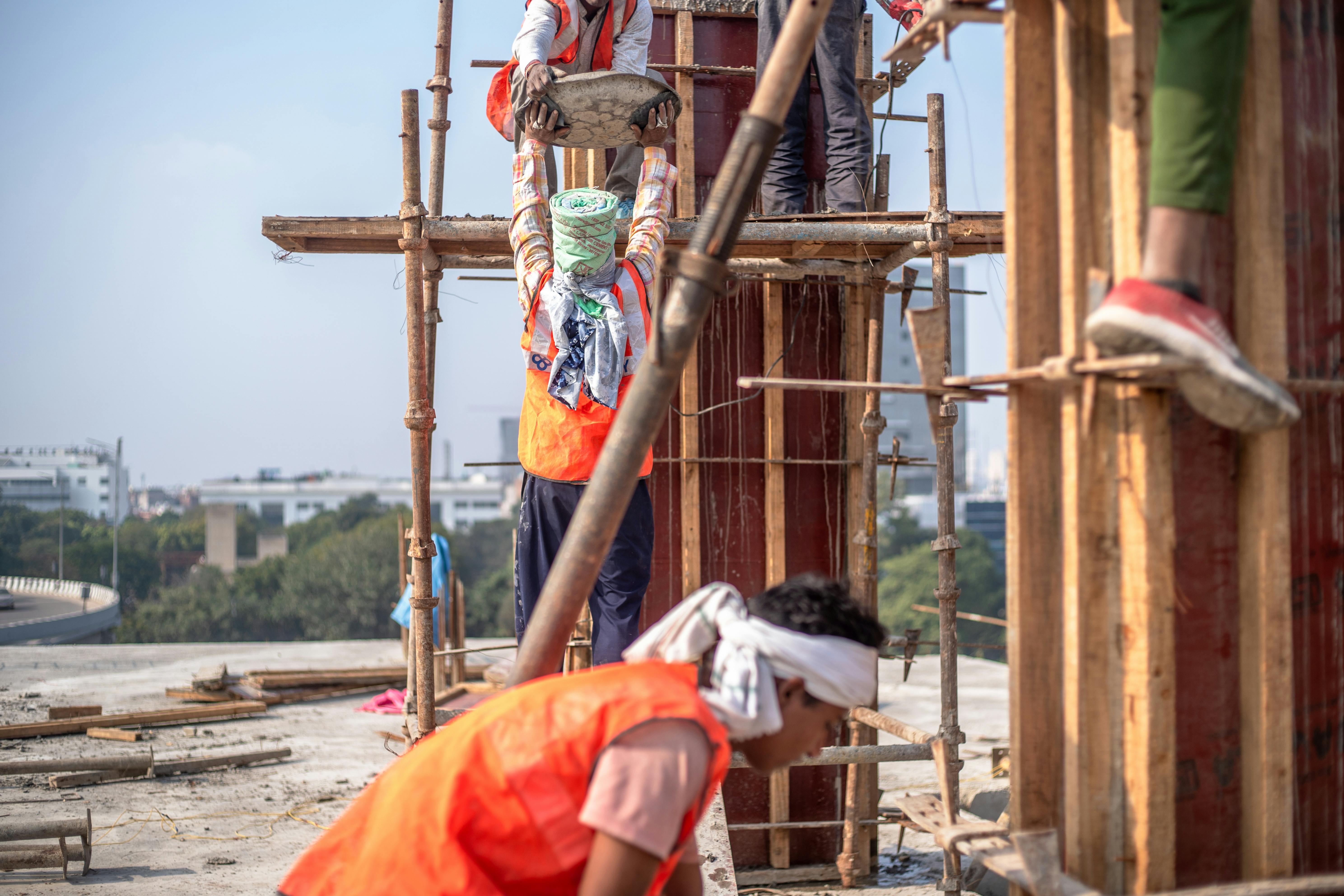 Professional residential building construction project in progress